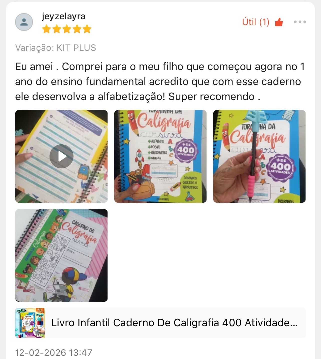 Avaliação real 5 estrelas