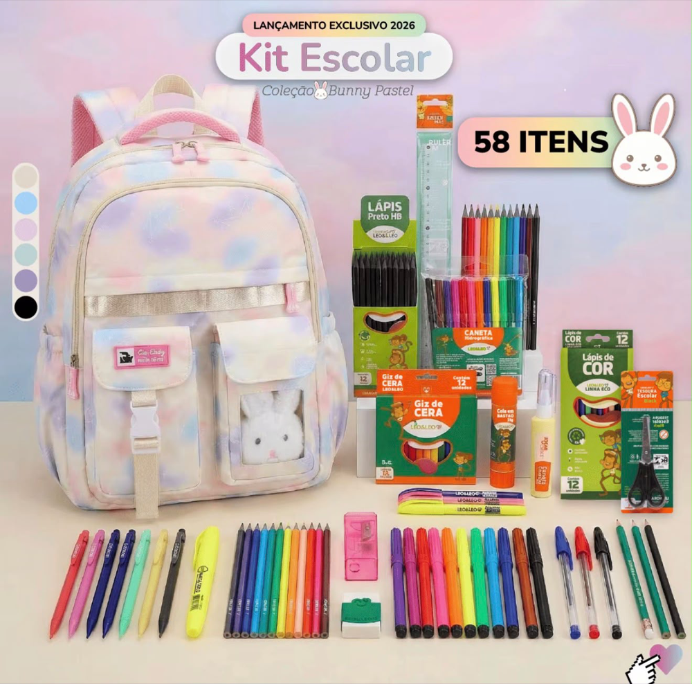 Kit Escolar · Coleção Bunny Pastel